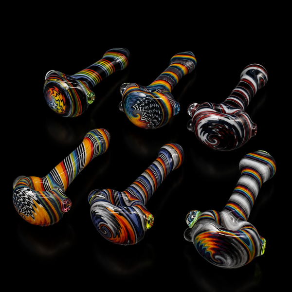 KJH Glass single-section spoons - all six colorways, bowl faces