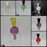 Blobglass bubble caps in A, B, and C — functional form where the color execution is the whole conversation.