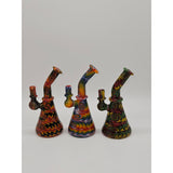 Vulcanglassart wig wag banger hangers, rainbow/rasta/red black UV.