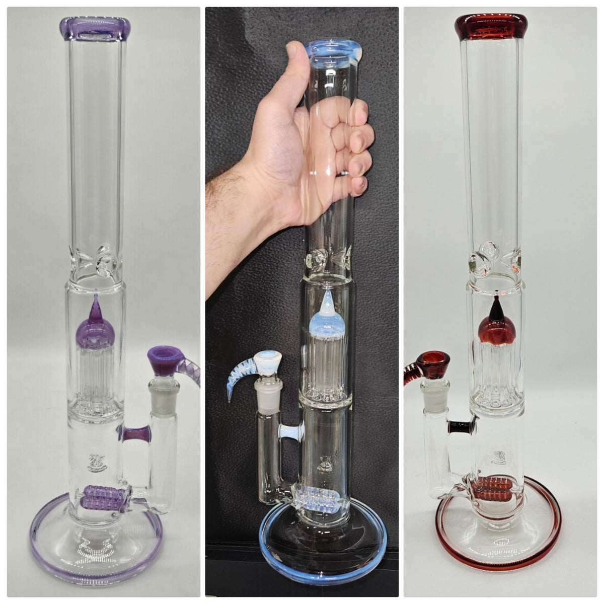 2kglassart dual gridline to 8-arm tree in Ghost, Red Elvis, and Purple Slyme.