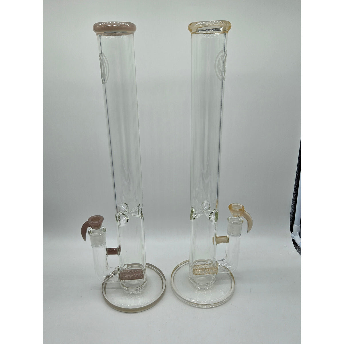 OJ Flame dual gridline straight tubes in peach and CFL purple.