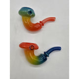 Rainbow Fade Sherlock Hand Pipe by Purdyglass — view 9