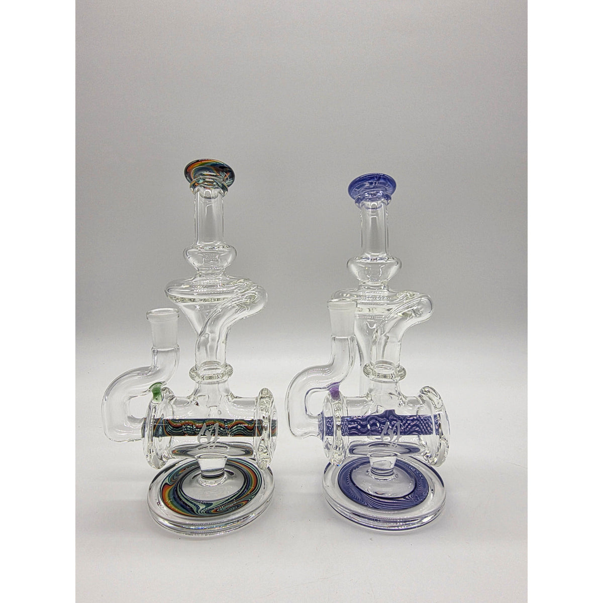 OJ Flame mini inline recyclers — crushed opal and CFL colorways.