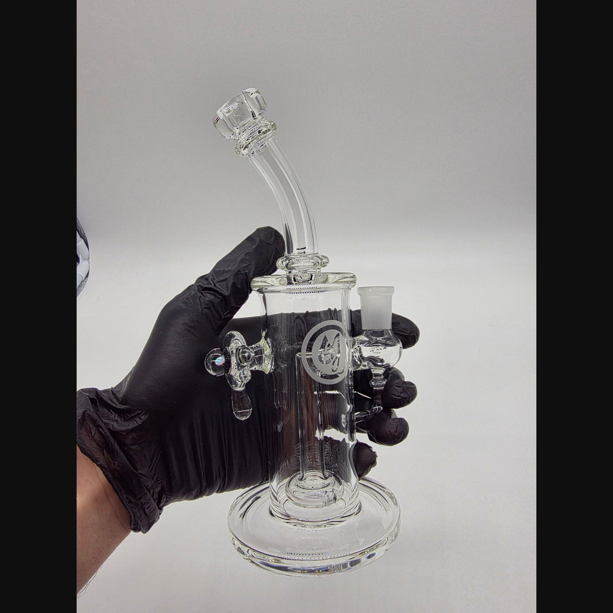 OJ Flame clear circ perc banger hangers — passive diffusion at the joint.