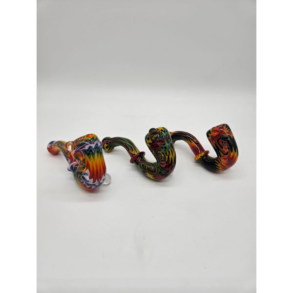 Vulcanglassart wig wag sherlocks in rainbow, rasta, and red/black/UV.