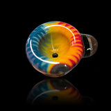 KJH Glass 4-hole slide B - 18mm, black-white and rainbow swirl, second view