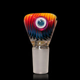 KJH Glass 4-hole slide D - 18mm, red and orange swirl with pink marble, second view