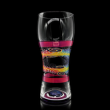 KJH Glass bipolar weizen cup on black — spiral cane detail