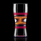 KJH Glass bipolar weizen cup on black — fire-side linework band