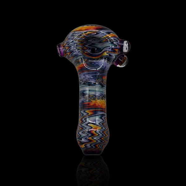 KJH Glass six-piece spoon A - navy and orange chevron, standing view