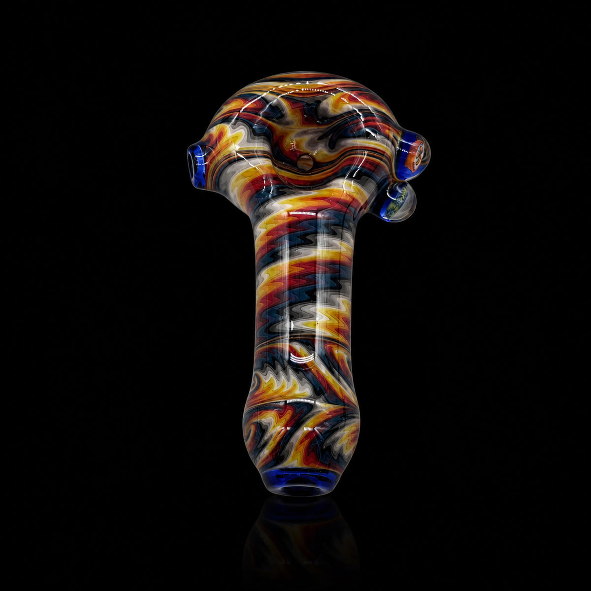 KJH Glass six-piece spoon C - orange and blue swirl with green tip