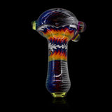 KJH Glass six-piece spoon D - navy dome and red starburst with yellow foot