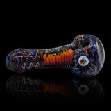 KJH Glass six-piece spoon E - navy and orange zigzag, side view