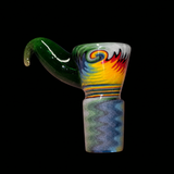 KJH Glass wig wag 4-hole slide D, angled view