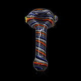 KJH Glass spoon B - rainbow and navy bands, standing view