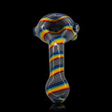 KJH Glass spoon F - rainbow and fine linework, standing view
