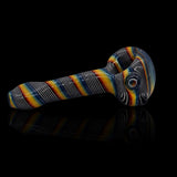 KJH Glass spoon F - rainbow and fine linework, side view