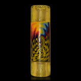 KJH Glass joint tip B - amber with rainbow wig wag, detail