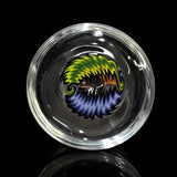 KJH Glass US pint reversal bottom, green and purple bipolar — looking down through the base