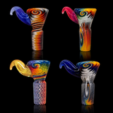 KJH Glass wig wag 4-hole slides with horn handles — four colorways