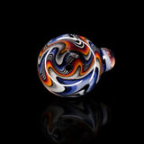 KJH Glass push slide C - 18mm, orange and navy zigzag, top-down bowl