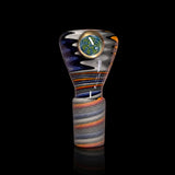 KJH Glass push slide D - 18mm, navy and grey with gold marble, marble side