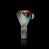 KJH Glass push slide B - 14mm, red and teal over white, standing view
