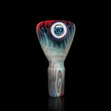KJH Glass push slide B - 14mm, red and teal over white, marble side