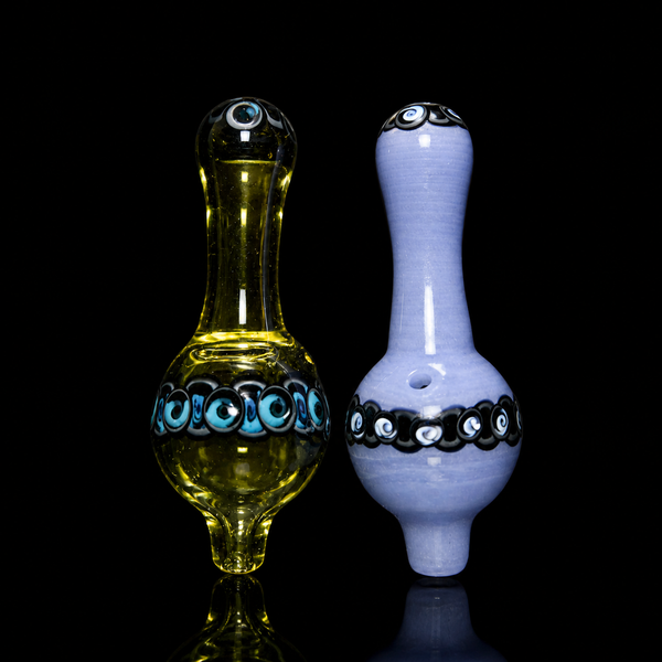 ATH Glass dotstock bubble caps with layered depth from dotstock rod work.