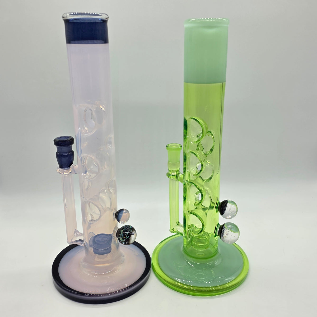 Davin Titland fab tubes in green and pink.