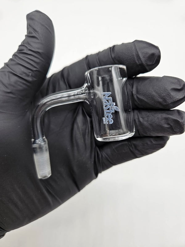 Nasteeglass quartz bangers — 24mm OD, beveled flat tops in 10mm and 14mm joint configurations.
