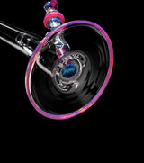 KJH Glass straight tube - pink foot detail with worked marble